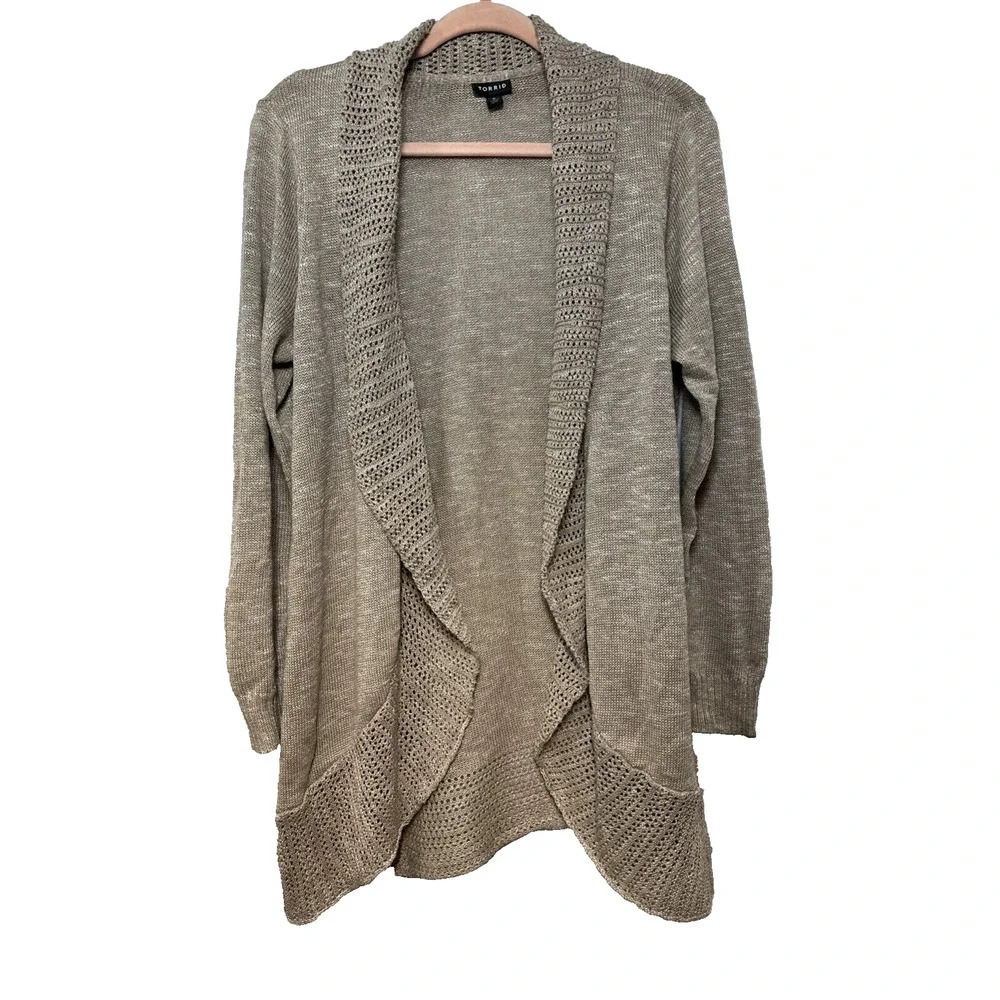 Torrid‎ Open Waterfall Cardigan Sweater Womens 0 Boho Beachy Layers Chunky